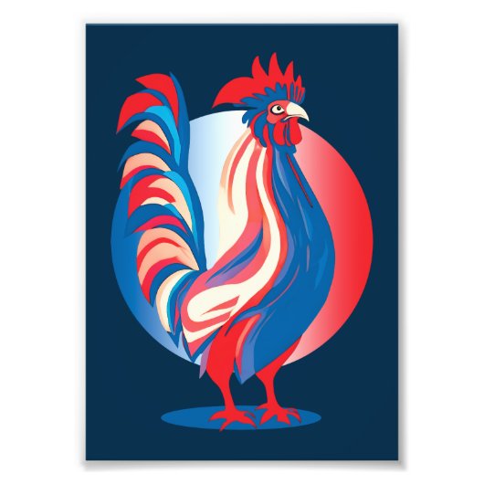 Franse vlag Patriotic Rooster Foto Afdruk (Voorkant)