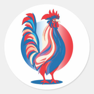 Franse vlag Patriotic Rooster Ronde Sticker