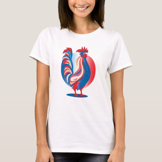 Franse vlag Patriotic Rooster T-Shirt (Voorkant)