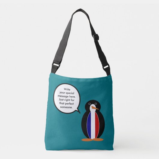 Franse vlag praten Ms Penguin gepersonaliseerd Crossbody Tas (Voorkant)