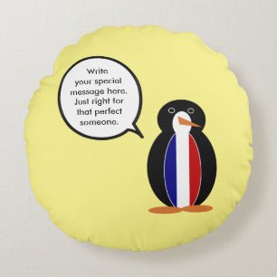 Franse vlag praten Ms Penguin gepersonaliseerd Rond Kussen