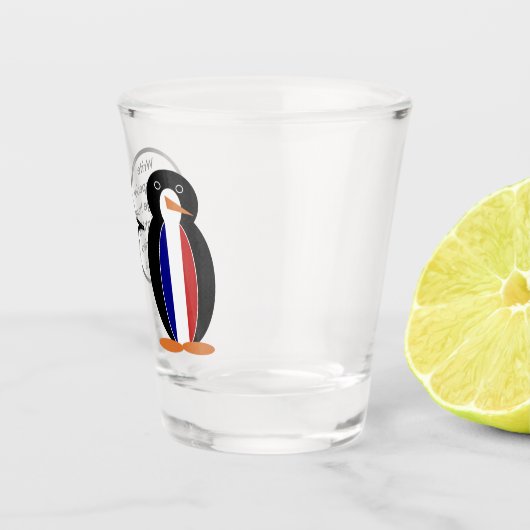 Franse vlag praten Ms Penguin gepersonaliseerd Shot Glas (Rechts)