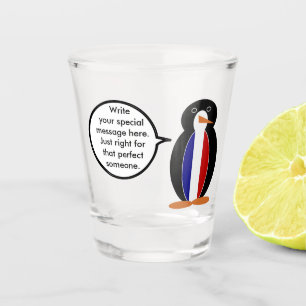 Franse vlag praten Ms Penguin gepersonaliseerd Shot Glas