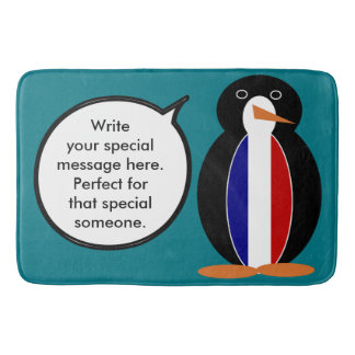 Franse Vlag Pratende Mevrouw Pinguïn Persoonlijk Badmat
