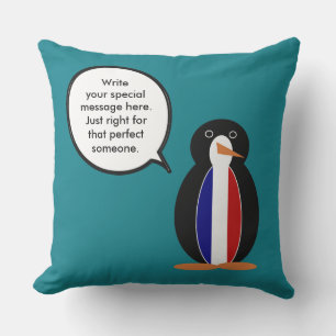 Franse Vlag Pratende Mevrouw Pinguïn Persoonlijk Buitenkussen