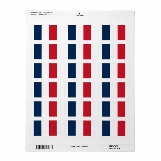 Franse vlag Retouradreslabel Etiket (Full Sheet)