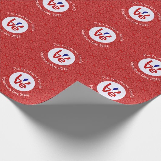 Franse vlag Rode letter LIEFDE gepersonaliseerd Cadeaupapier (Hoek)