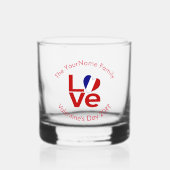 Franse vlag Rode letters LIEFDE gepersonaliseerd Whisky Glas (Voorkant)