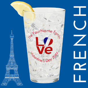Franse Vlag Rode Letters LIEFDE Persoonlijk Glas