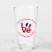 Franse Vlag Rode Letters LIEFDE Persoonlijk Glas (Voorkant)