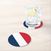 Franse vlag ronde kartonnen onderzetter (Insitu)