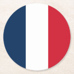 Franse vlag ronde kartonnen onderzetter<br><div class="desc">De nationale vlag van Frankrijk.</div>