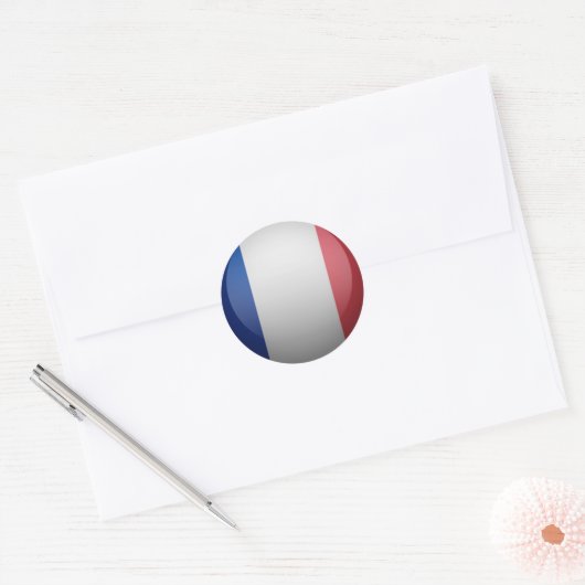 Franse vlag ronde sticker (Envelop)