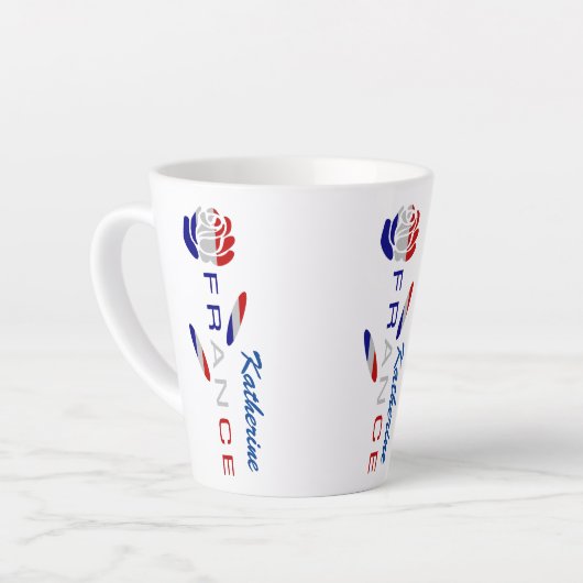 Franse vlag Roos gepersonaliseerd klein Latte Mok (Linkerhoek)