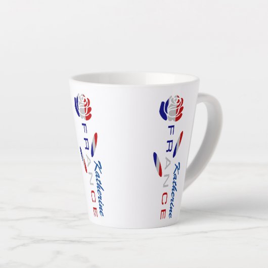 Franse vlag Roos gepersonaliseerd klein Latte Mok (Rechterhoek)