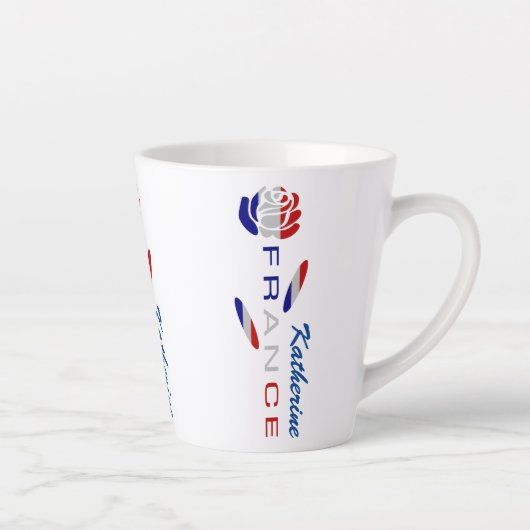 Franse vlag Roos gepersonaliseerd klein Latte Mok (Rechts)