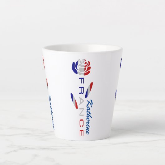 Franse vlag Roos gepersonaliseerd klein Latte Mok (Voorkant)