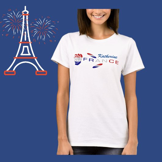 Franse vlag Roos Gepersonaliseerde Vrouwen T-shirt