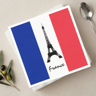 Franse vlag servetten, Eiffeltoren - Frankrijk Servet