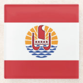 Franse vlag van Polynesië Glazen Onderzetter (Voorkant)