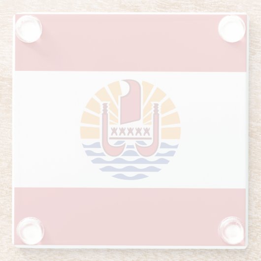 Franse vlag van Polynesië Glazen Onderzetter (Achterkant)