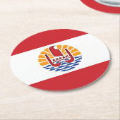 Franse vlag van Polynesië Ronde Kartonnen Onderzetter (Gebogen)