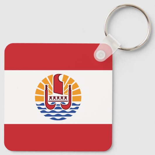 Franse vlag van Polynesië Sleutelhanger (Achterkant)