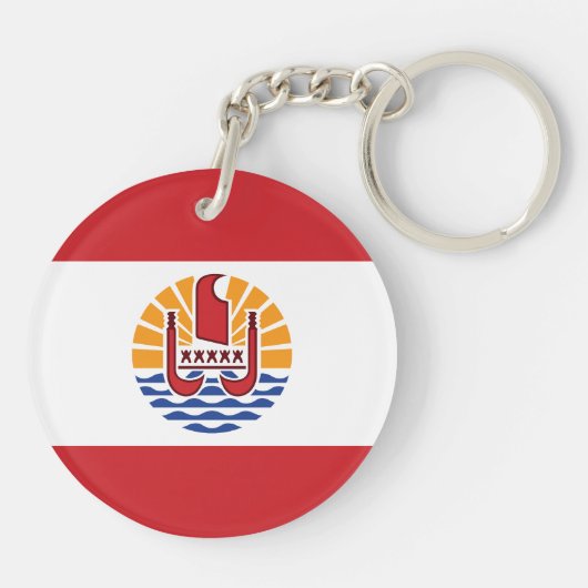 Franse vlag van Polynesië Sleutelhanger (Achterkant)