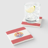 Franse vlag van Polynesië Stenen Onderzetter (Zijkant)