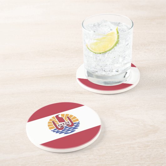 Franse vlag van Polynesië Zandsteen Onderzetter (Zijkant)