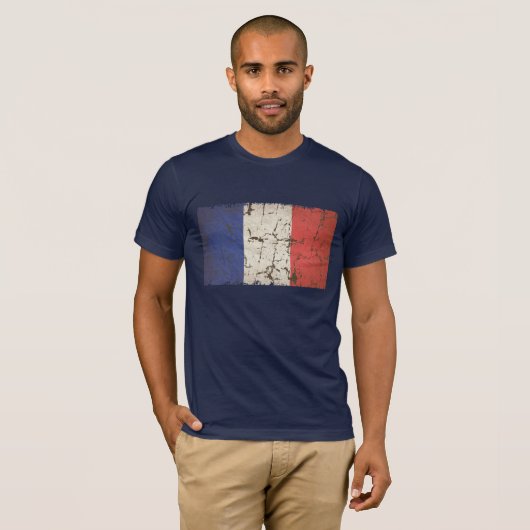 Franse vlag versteld t-shirt (Voorkant volledig)