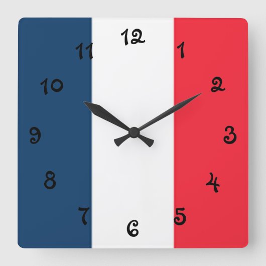 Franse vlag vierkante klok (Voorkant)