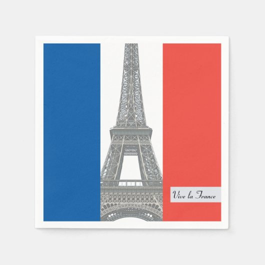 Franse vlag, Vive la France, Bastille Day Party Servet (Voorkant)