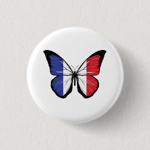 Franse vlag voor vlinder ronde button 3,2 cm