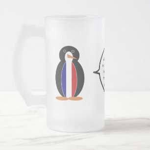 Franse Vlag Wilde Dieren Pinguïn gepersonaliseerd  Matglas Bierpul