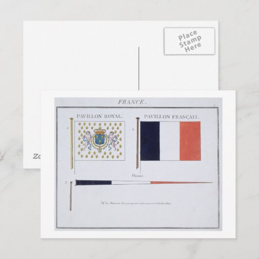 Franse vlaggen, uit een Frans boek over de vlaggen Briefkaart (Voorkant / Achterkant)