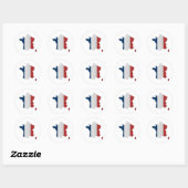 Franse vlaggenkaart ronde sticker (Vel)