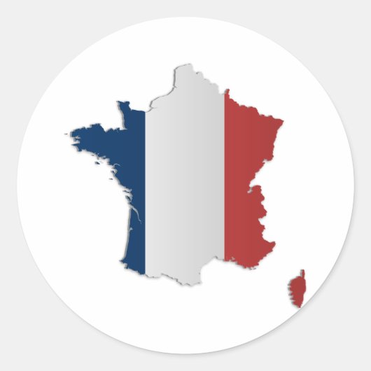 Franse vlaggenkaart ronde sticker (Voorkant)
