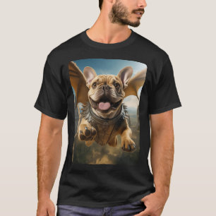 Franse vliegende schattige fantasie van hondenhok  t-shirt