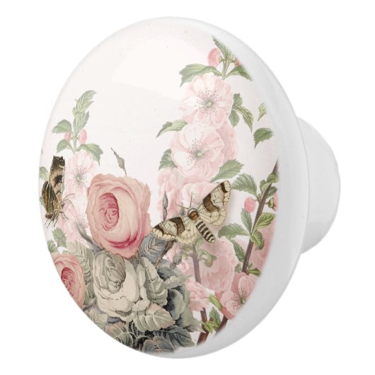  Franse vlinder blush roze vlies Keramische Knop (Rechts)