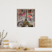 Franse vlinder Modern  Paris Eiffeltoren Poster (Keuken)