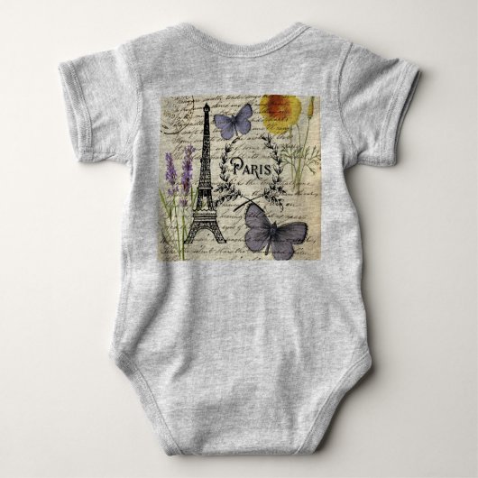 franse vlinder parijs eiffel tower romper (Achterkant)