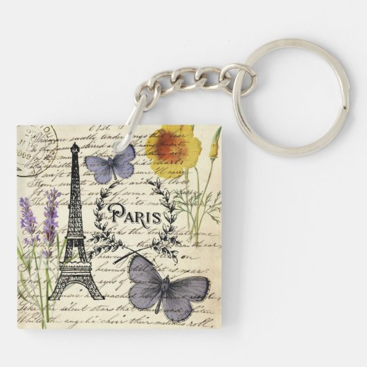 franse vlinder parijs eiffel tower sleutelhanger (Achterkant)
