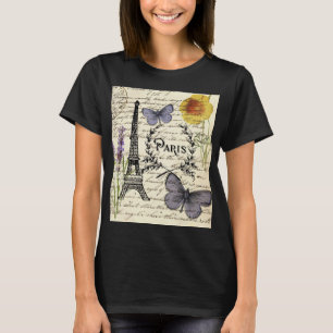 franse vlinder parijs eiffel tower t-shirt