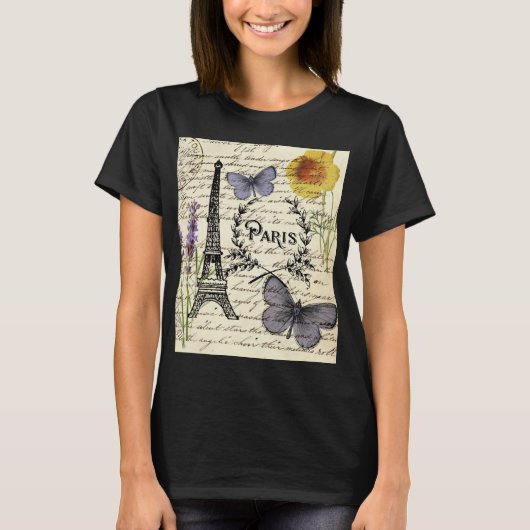 franse vlinder parijs eiffel tower t-shirt (Voorkant)