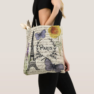 franse vlinder parijs eiffel tower tote bag