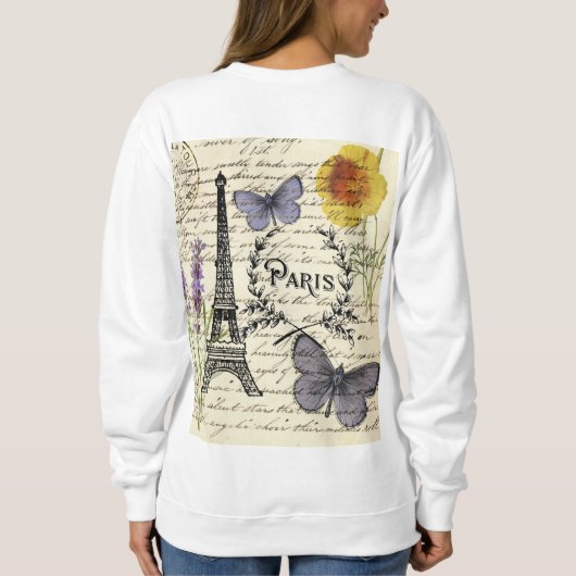 franse vlinder parijs eiffel tower trui (Achterkant)