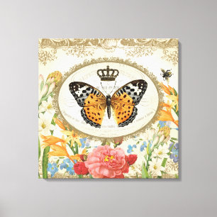  Franse vlinder uitgerekt doek Canvas Afdruk