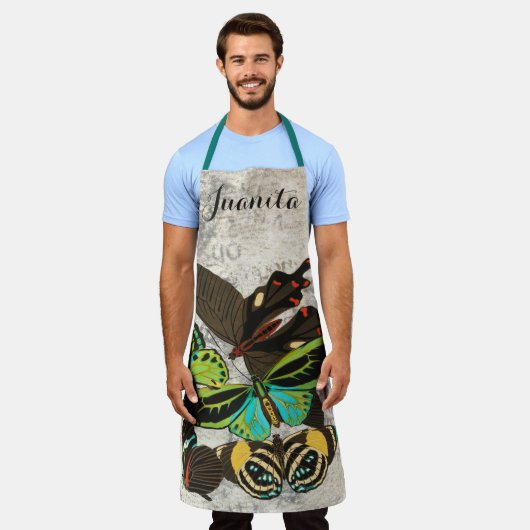 Franse  Vlinders Illustratie-1 Schort (Gedragen)