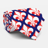 Franse vloour de lis patroon blauw rood-wit stropdas (Opgerold)